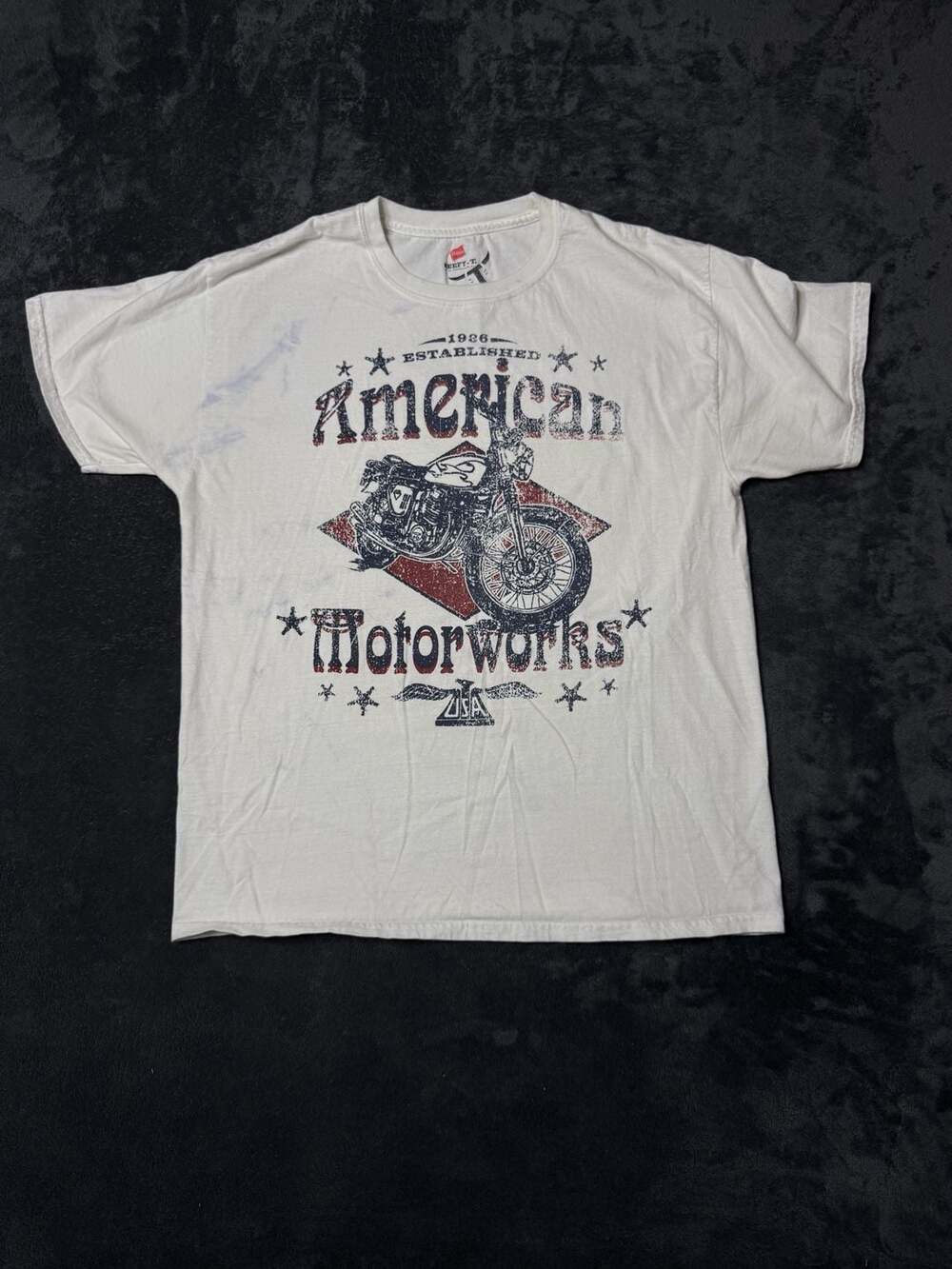 Hanes American Motorworks Motorcycle T-Shirt White Graphic Tee